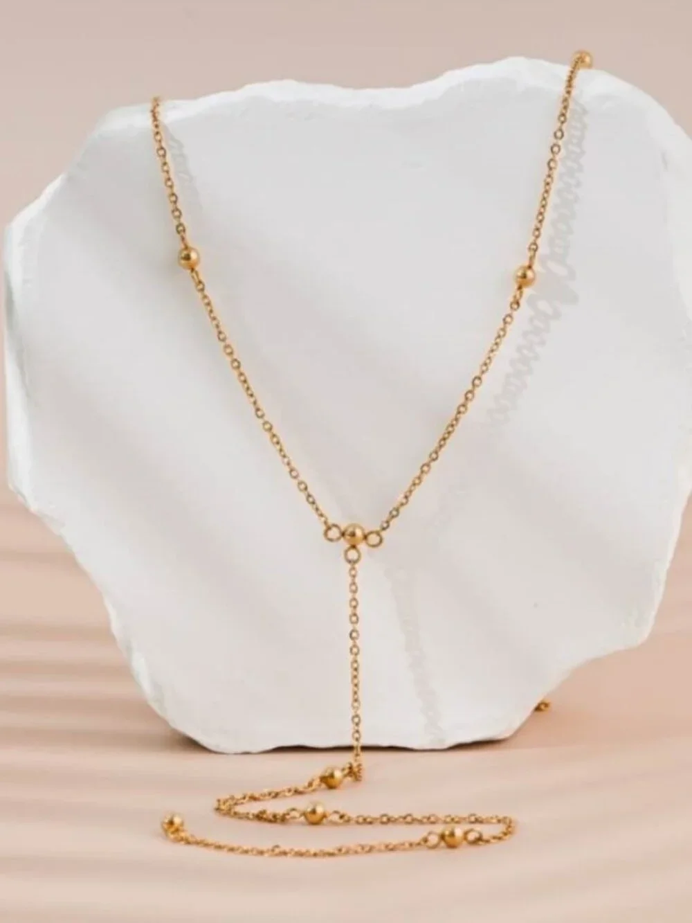 Gold & Silver Finsh Y-shape Lariat Necklace – Elegant Dainty Jewelry for Women